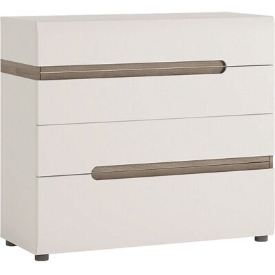 Furniture To Go Chelsea White High Gloss Oak 4 Drawer Chest - Chest of Drawers Furniture To Go Chelsea White High Gloss Oak 4 Drawer Chest - Chest of Drawers