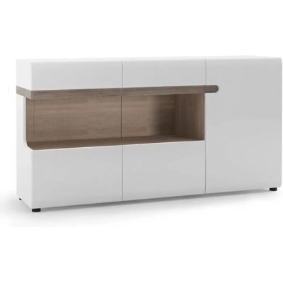 Furniture To Go Chelsea White High Gloss Oak 3 Door Sideboard - Sideboard Furniture To Go Chelsea White High Gloss Oak 3 Door Sideboard - Sideboard