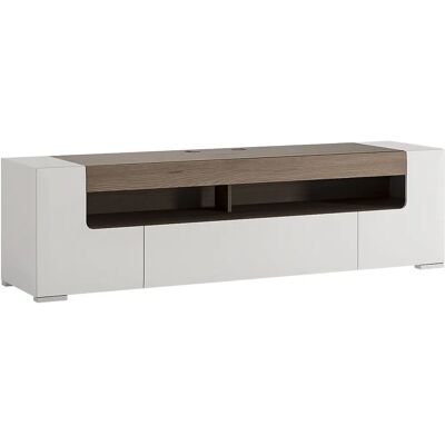 Signature White 190cm Wide TV Cabinet - Modern Flat Pack Furniture Signature White 190cm Wide TV Cabinet - Modern Flat Pack Furniture
