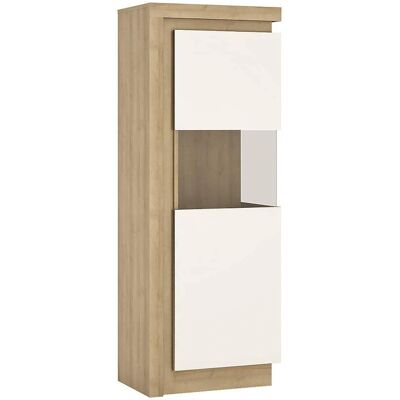 Furniture To Go Lyon White High Gloss Oak Narrow Display Cabinet - Display Cabinet Furniture To Go Lyon White High Gloss Oak Narrow Display Cabinet - Display Cabinet