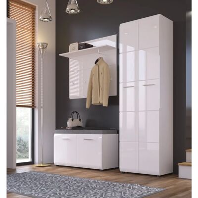LIVING CHARM Merano Garderobenschrank - 2 Stück, Weiß, 58,9x197x37 cm LIVING CHARM Merano Garderobenschrank - 2 Stück, Weiß, 58,9x197x37 cm