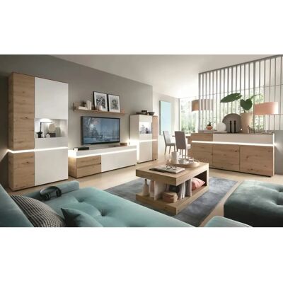 Osmo Weiß und Eiche TV-Unit – Soft Close, LED, 180cm Osmo Weiß und Eiche TV-Unit – Soft Close, LED, 180cm