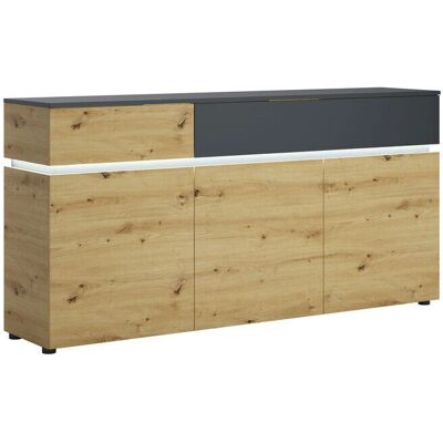 Osmo Platinum und Eiche 3-türiger 2-Schubladen-Sideboard - Sideboard Osmo Platinum und Eiche 3-türiger 2-Schubladen-Sideboard - Sideboard