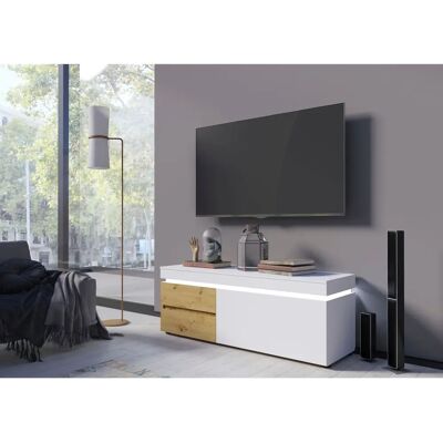Osmo 1-tür 2-Schubladen TV-Möbel - Weiß und Eiche Osmo 1-tür 2-Schubladen TV-Möbel - Weiß und Eiche