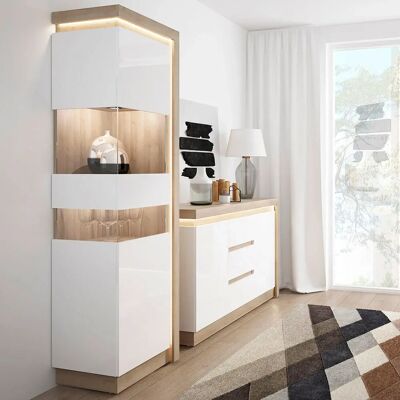 Lyon Fehér vitrineszekrény LED-del | 60x198x42cm Lyon Fehér vitrineszekrény LED-del | 60x198x42cm