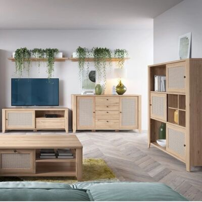 Furniture To Go Cestino - Hickory tölgy Rattan 2 ajtó 4 fiók Furniture To Go Cestino - Hickory tölgy Rattan 2 ajtó 4 fiók