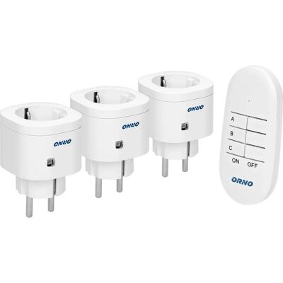 Ensemble de Mini Prises Sans Fil ORNO - 3+1 Schuko - Blanc - Publicité Ensemble de Mini Prises Sans Fil ORNO - 3+1 Schuko - Blanc - Publicité