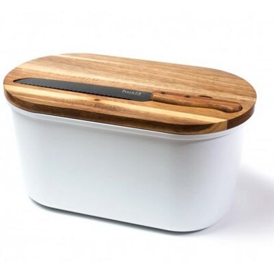 Husla Boîte à Pain avec Planche et Couteau - Rangement alimentaire - Publicité Husla Boîte à Pain avec Planche et Couteau - Rangement alimentaire - Publicité