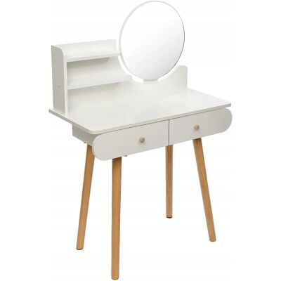 SCANDI Valkoinen Meikkipöytä - 2 Laatikkoa, 40cm Peili SCANDI Valkoinen Meikkipöytä - 2 Laatikkoa, 40cm Peili