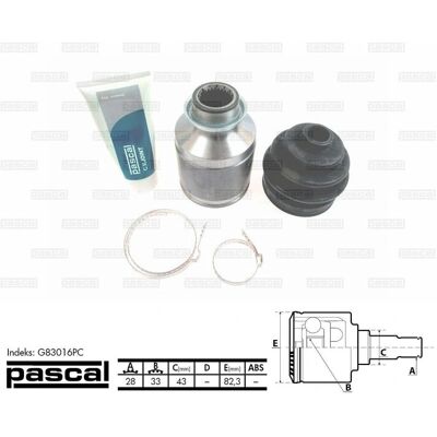 PASCAL G83016PC CV Joint - Transmission Axle Right - Front - Mazda 6 PASCAL G83016PC CV Joint - Transmission Axle Right - Front - Mazda 6