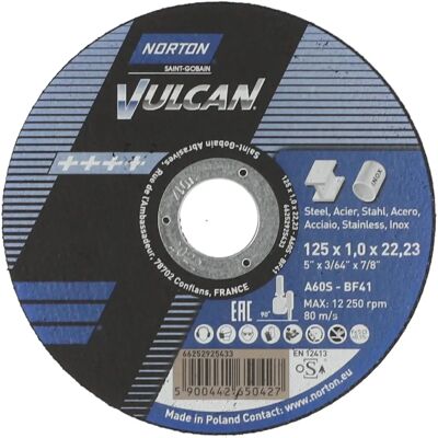 Vulcan 125X10 Hochleistungs-Trennscheibe für Stahl & Edelstahl Vulcan 125X10 Hochleistungs-Trennscheibe für Stahl & Edelstahl