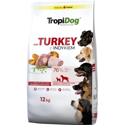 Tropidog Premium Adult Medium & Large Indyk i Ryz - Karma dla psa Tropidog Premium Adult Medium & Large Indyk i Ryz - Karma dla psa