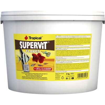 Tropical Supervit Fischfutter - 8 Arten Flocken, 48% Protein, 11L Tropical Supervit Fischfutter - 8 Arten Flocken, 48% Protein, 11L
