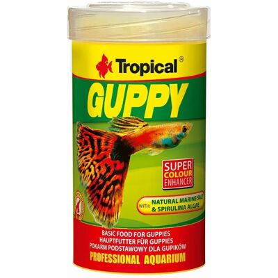 Tropical Guppy 100ml Nourriture pour poissons - Complet pour poissons vivipares Tropical Guppy 100ml Nourriture pour poissons - Complet pour poissons vivipares
