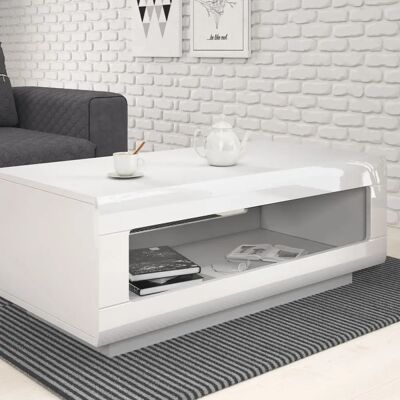 HELVETIA Tulsa Mesa de centro blanca de alto brillo - Mesa de centro HELVETIA Tulsa Mesa de centro blanca de alto brillo - Mesa de centro