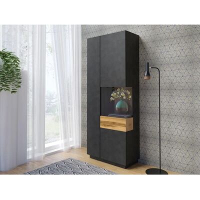 HELVETIA SILKE Grau Vitrine - 207cm Hoher Schrank HELVETIA SILKE Grau Vitrine - 207cm Hoher Schrank