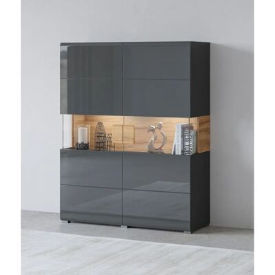 INOSIGN Toledo Highboard - Anthrazit Matt - 121,5cm - Modernes Stauraum-Möbel INOSIGN Toledo Highboard - Anthrazit Matt - 121,5cm - Modernes Stauraum-Möbel