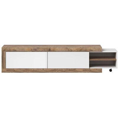 Mueble de TV Sintra en Roble y Blanco de Alto Brillo - Mueble TV Mueble de TV Sintra en Roble y Blanco de Alto Brillo - Mueble TV