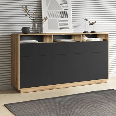Aparador Helvetia ASTON - Taurus Roble/Negro Mate - 180x96x40cm Aparador Helvetia ASTON - Taurus Roble/Negro Mate - 180x96x40cm