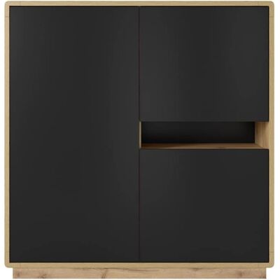 Aparador HELVETIA ASTON - roble, negro mate - 126x121cm Aparador HELVETIA ASTON - roble, negro mate - 126x121cm