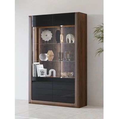 Leonique Kasai Wandnuss Schwarz Hochglanz Vitrine Leonique Kasai Wandnuss Schwarz Hochglanz Vitrine