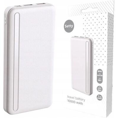 Setty Powerbank PB1-100 10000mAh Weiß - Powerbank Setty Powerbank PB1-100 10000mAh Weiß - Powerbank