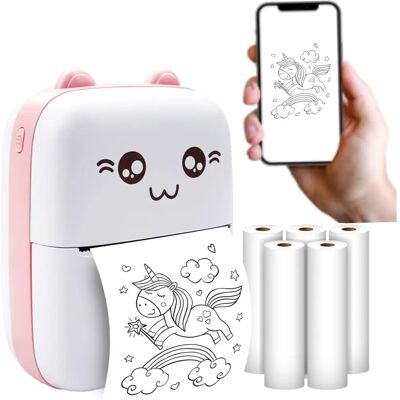 Maxlife MXTP-100 Przenośna drukarka termiczna Bluetooth - Różowa - Drukarka Maxlife MXTP-100 Przenośna drukarka termiczna Bluetooth - Różowa - Drukarka