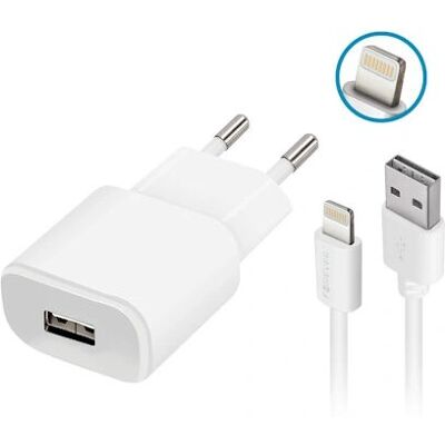 Forever iPhone 2Amp vægadapter + Lightning-kabel - Oplader Forever iPhone 2Amp vægadapter + Lightning-kabel - Oplader