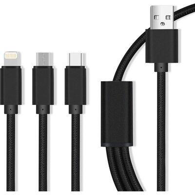 Cabo para Celular MaXlife OEM001520 - Preto - 1m - USB A Micro USB Lightning USB C Cabo para Celular MaXlife OEM001520 - Preto - 1m - USB A Micro USB Lightning USB C