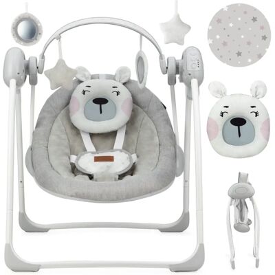 MoMi LISS Bären Baby-Schaukel - 5 Geschwindigkeiten, Timer, 8 Melodien MoMi LISS Bären Baby-Schaukel - 5 Geschwindigkeiten, Timer, 8 Melodien
