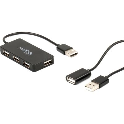 MaXlife OEM0002311 USB-Hub - 4 USB 2.0 Ports - Schwarz MaXlife OEM0002311 USB-Hub - 4 USB 2.0 Ports - Schwarz