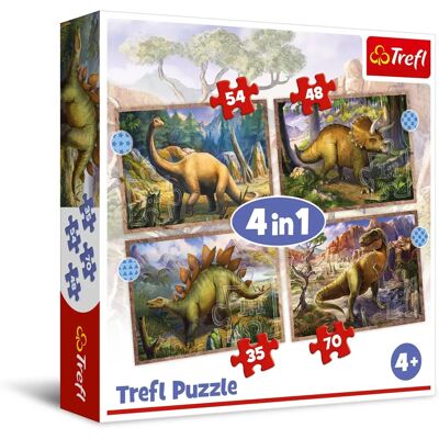 Trefl Puzzle Interessante Dinosaurier 4in1 - Puzzle Trefl Puzzle Interessante Dinosaurier 4in1 - Puzzle