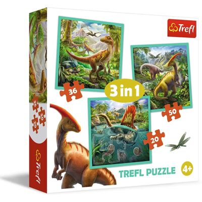 Trefl 3 az 1-ben puzzle - A csodálatos világa a dinoszauruszoknak Trefl 3 az 1-ben puzzle - A csodálatos világa a dinoszauruszoknak