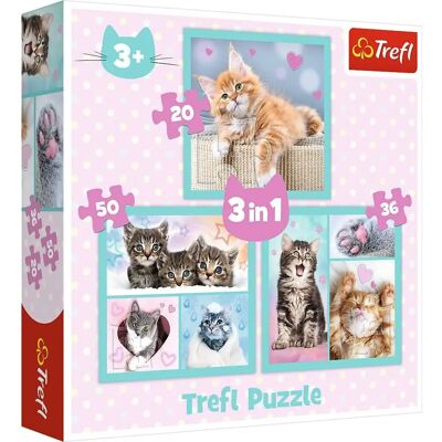 Puzzle Mignons de Chatons - 3 en 1 pour Enfants Puzzle Mignons de Chatons - 3 en 1 pour Enfants