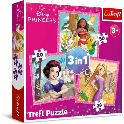 Trefl Puzzle 3-en-1 Princesses Disney - Fleurs Trefl Puzzle 3-en-1 Princesses Disney - Fleurs