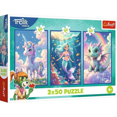 Trefl 34879 puzzle - Egyszarvú, Sellő, Sárkány - 150 db Trefl 34879 puzzle - Egyszarvú, Sellő, Sárkány - 150 db