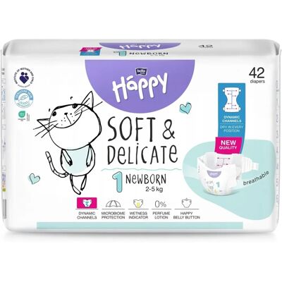 Jednorázové pleny Bella Baby Happy Soft&Delicate Velikost 1 Novorozenec - Pleny Jednorázové pleny Bella Baby Happy Soft&Delicate Velikost 1 Novorozenec - Pleny