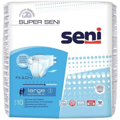 Seni, Inkontinenzhygiene, Super Large Windeln für Erwachsene, 10 St - Incontinence Underwear Seni, Inkontinenzhygiene, Super Large Windeln für Erwachsene, 10 St - Incontinence Underwear