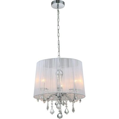 Lámpara Colgante Italux Cornelia Cromo Blanco - 3 Luces, E14, 37cm Lámpara Colgante Italux Cornelia Cromo Blanco - 3 Luces, E14, 37cm