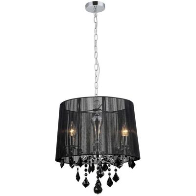 Suspension Cornelia Chromée Noire - 3 Lumières, E14 - Publicité Suspension Cornelia Chromée Noire - 3 Lumières, E14 - Publicité