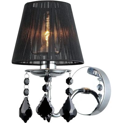 Italux Cornelia Wall Lamp - Black Fabric Shade, Chrome - Wall Lamp Italux Cornelia Wall Lamp - Black Fabric Shade, Chrome - Wall Lamp