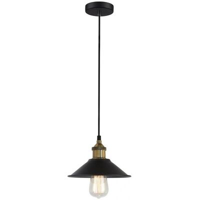 Italux Kermio - Lámpara Colgante Industrial Retro Negra, 1 Luz, E27 Italux Kermio - Lámpara Colgante Industrial Retro Negra, 1 Luz, E27
