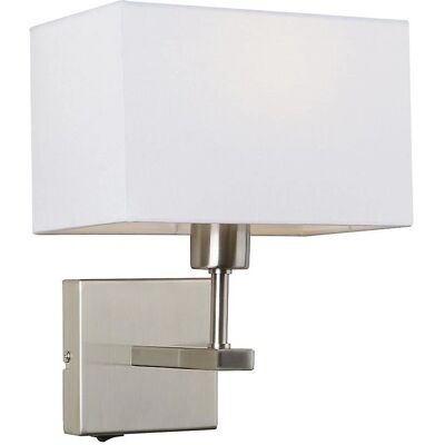 Italux Norte Modern Nickel Bedside Lamp with White Shade - Bedside Lamp Italux Norte Modern Nickel Bedside Lamp with White Shade - Bedside Lamp