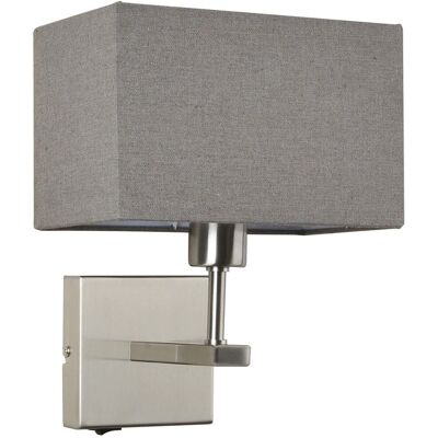 Lámpara de noche moderna Italux Norte Níquel con Pantalla Gris Lámpara de noche moderna Italux Norte Níquel con Pantalla Gris