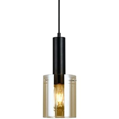 Italux Sardo - Lampadario Sospeso Moderno Nero con Paraluce Ambra - Lampada a Soffitto Italux Sardo - Lampadario Sospeso Moderno Nero con Paraluce Ambra - Lampada a Soffitto
