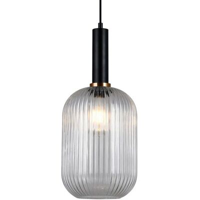 Italux Antiola - Black Pendant Light with Clear Shade - E27 Italux Antiola - Black Pendant Light with Clear Shade - E27