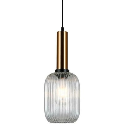 Italux Antiola - Lampada Sospensione Moderna in Ottone 1 Luce con Paraluce Trasparente - Lampada a Sospensione Italux Antiola - Lampada Sospensione Moderna in Ottone 1 Luce con Paraluce Trasparente - Lampada a Sospensione