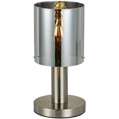 Italux Sardo - Nowoczesna lampa stołowa z niklem satynowym i dymionym szkłem - Lampa stołowa Italux Sardo - Nowoczesna lampa stołowa z niklem satynowym i dymionym szkłem - Lampa stołowa
