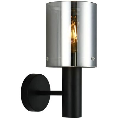 Italux Sardo - Modern Black Wall Lamp with Smoky Shade, E27 Italux Sardo - Modern Black Wall Lamp with Smoky Shade, E27