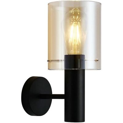 Italux Sardo - Lámpara de pared moderna negra con pantalla ámbar - Lámpara de pared Italux Sardo - Lámpara de pared moderna negra con pantalla ámbar - Lámpara de pared